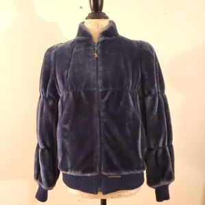 RARE Vtg Jordache blue faux fur coat